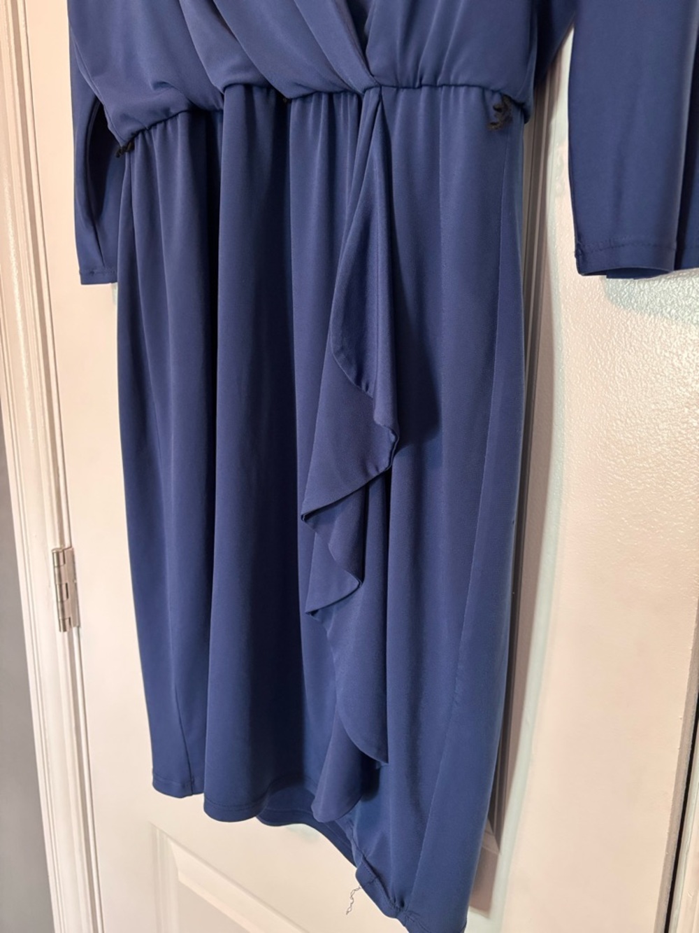 WHBM Blue Wrap Dress Size 8 Faux Wrap Ruffle Sleeve Career Size 8 - Picture 5 of 17